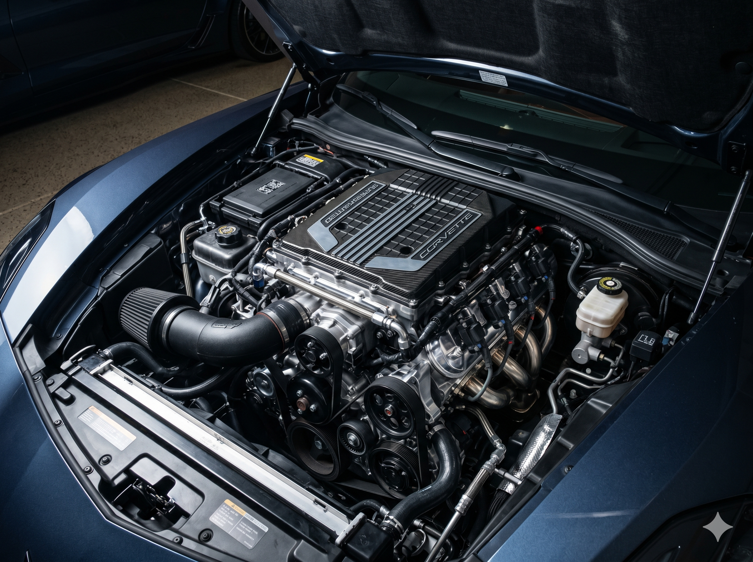 Engine bay being serviced at Abby Auto Performance Abbotsford